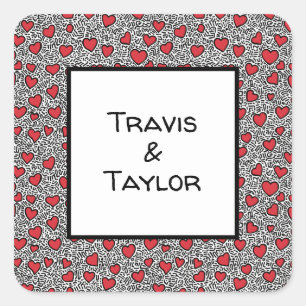 Sticker Carré Pop Art Heart Motif