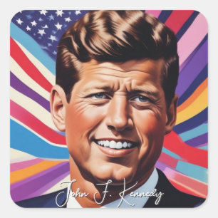 Sticker Carré Pop Art Jack JFK John F. Kennedy