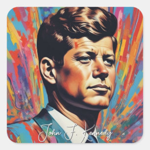 Sticker Carré Pop Art Jack JFK John F. Kennedy