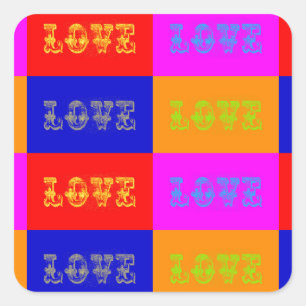 Sticker Carré Pop Art Love
