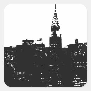 Sticker Carré Pop Art New York Silhouette
