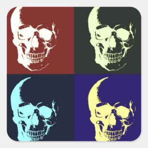 Sticker Carré Pop Art Skull