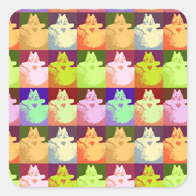 Sticker Carré Pop Art Snow Kitty (Devant)