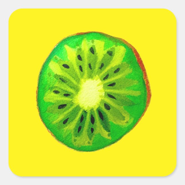 Sticker Carré Pop art vif kiwi fruit original aquarelle (Devant)