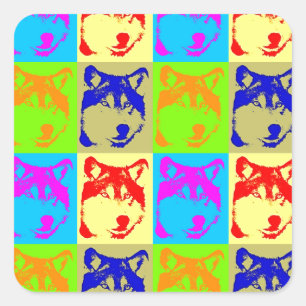 Sticker Carré Pop Art Wolf Eyes