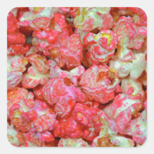 Sticker Carré pop-corn rose