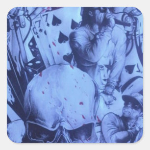 Sticker Carré Pop Musicians Blue Purple Art Imprimer