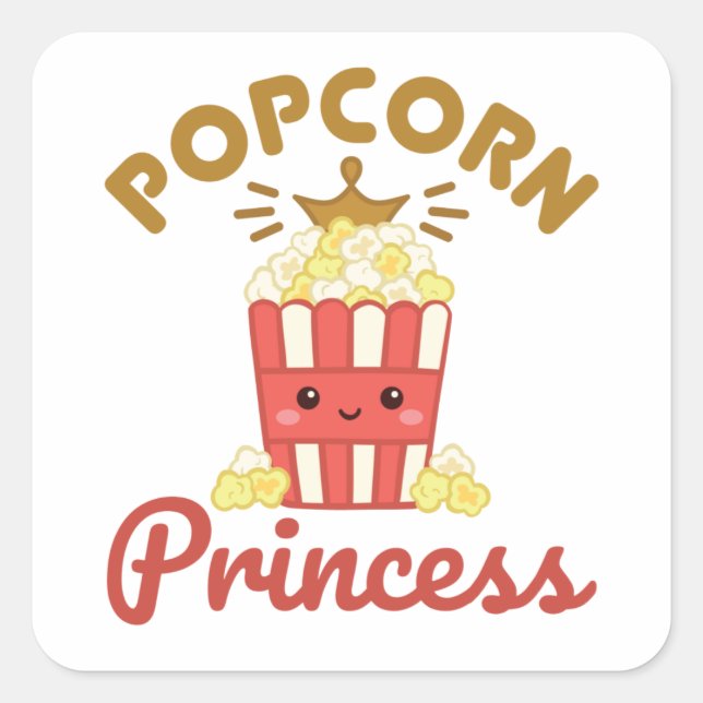 Sticker Carré Popcorn Princess Movie Theatre Popcorn Girls Femme (Devant)