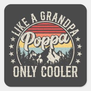 Sticker Carré Poppa comme un grand-père seulement Glacière Retro