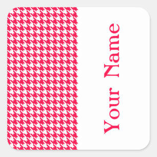 Sticker Carré Poppy Modern Houndstooth avec nom