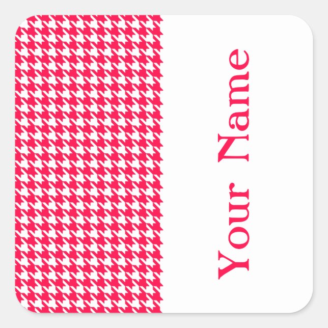 Sticker Carré Poppy Modern Houndstooth avec nom (Devant)