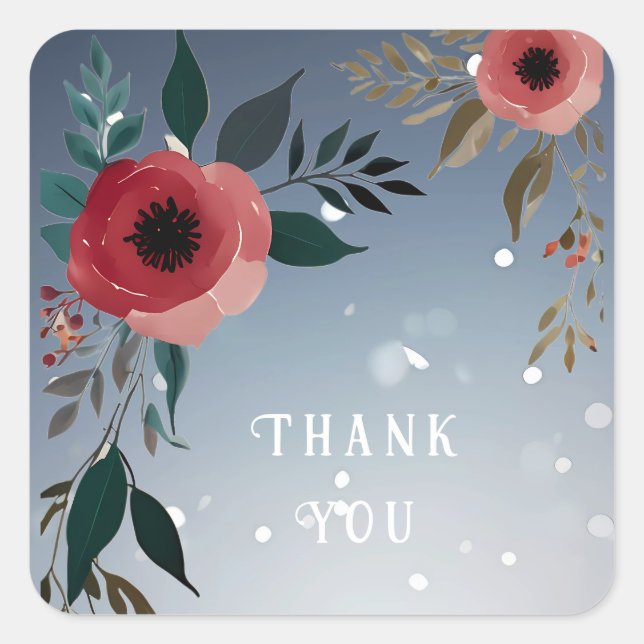 Sticker Carré Poppy of Love" Collection Faire-part de mariage (Devant)