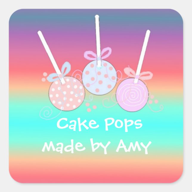 Sticker Carré Pops de gâteau joyeux (Devant)