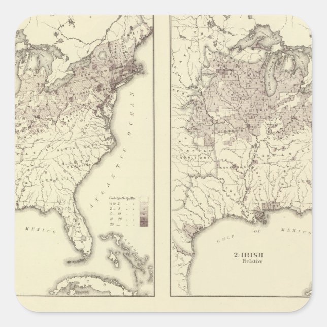 Sticker Carré Population irlandaise et allemande 1870 (Devant)