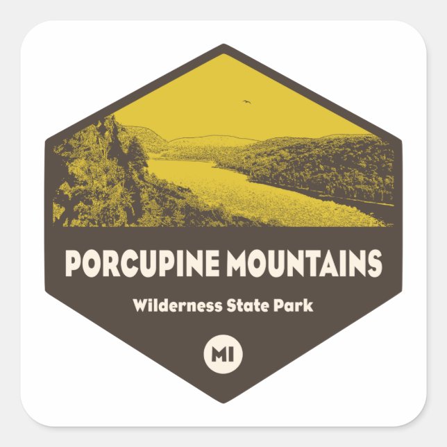 Sticker Carré Porcupine Mountains Wilderness State Park Michigan (Devant)
