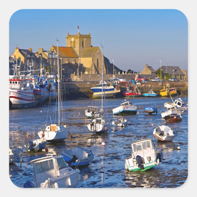 Sticker Carré Port de Barfleur en France (Devant)