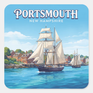 Sticker Carré Port de la rivière Piscataqua à Portsmouth New Ham