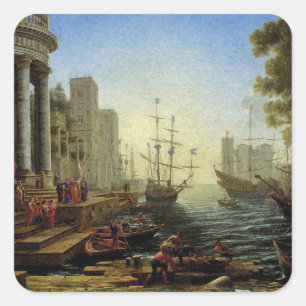 Sticker Carré Port de mer avec l'embarquement de sainte Ursule