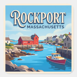 Sticker Carré Port de Rockport Massachusetts