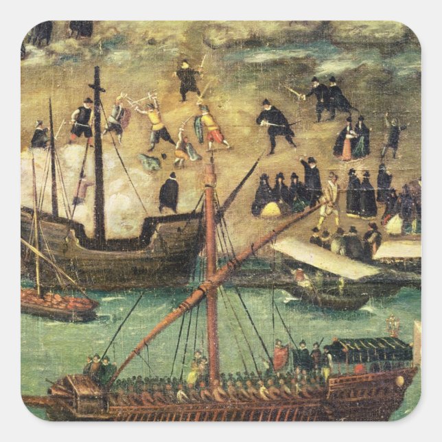 Sticker Carré Port de Séville, c.1590 (Devant)