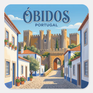 Sticker Carré Porta da Vila et château d'Óbidos Portugal