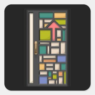 Sticker Carré Porte en verre de couleur de la porte du mobilier