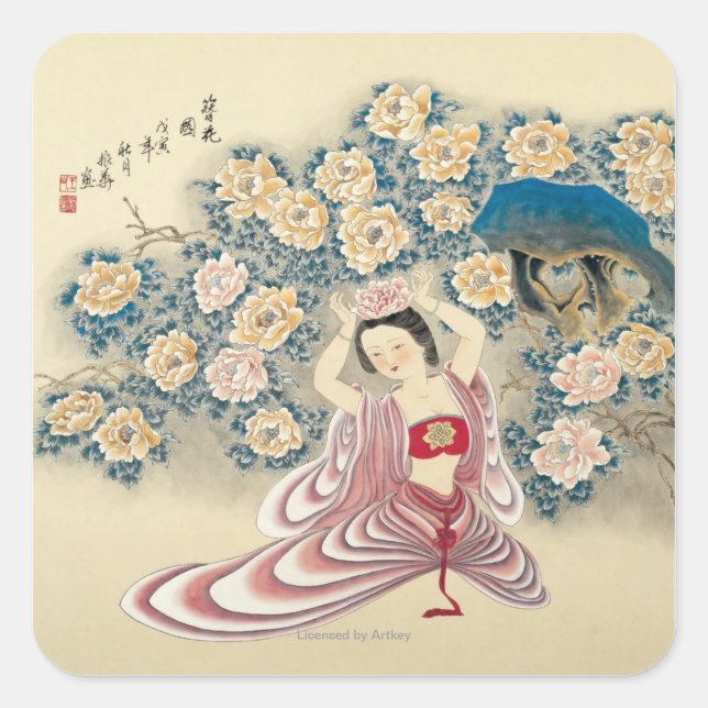 Sticker Carré Porter une fleur dans la tête (Devant)