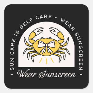 Sticker Carré Portez de la crème solaire appliquez un indice de 