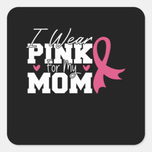 Sticker Carré Portez du rose Maman Famille Allumant le Cancer du
