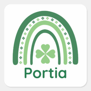 Sticker Carré Portia Nom Clover Boho Rainbow
