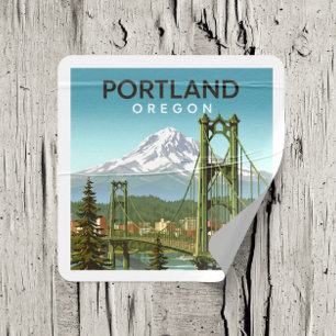 Sticker Carré Portland Oregon vintage