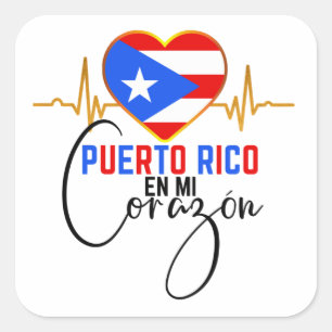 Sticker Carré Porto Rico en mi Corazon Puerto Rican Pride