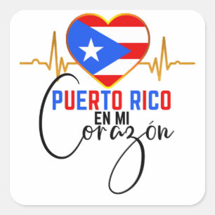 Sticker Carré Porto Rico en mi Corazon Puerto Rican Pride