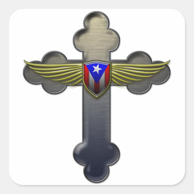 Sticker Carré Porto Rico - Shield & Cross (Devant)