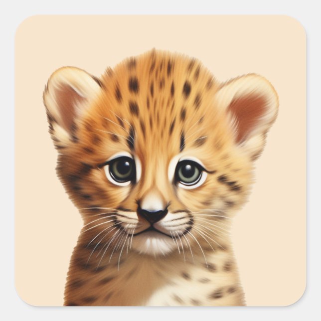 Sticker Carré Portrait Baby Cheetah (Devant)