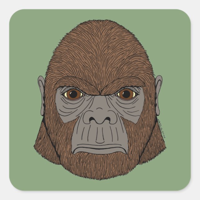 Sticker Carré Portrait Bigfoot 1 (Ape-Like) (Devant)