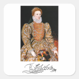 Sticker Carré Portrait complet de la reine Elizabeth I d'Anglete