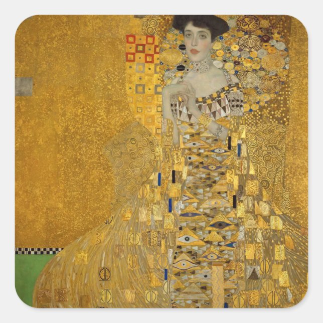 Sticker Carré Portrait d'Adèle Bloch-Bauer I de Gustav Klimt (Devant)