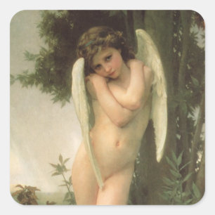 Sticker Carré Portrait d'ange de Cupidon par Bouguereau