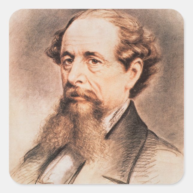 Sticker Carré Portrait de Charles Dickens, 1869 (Devant)