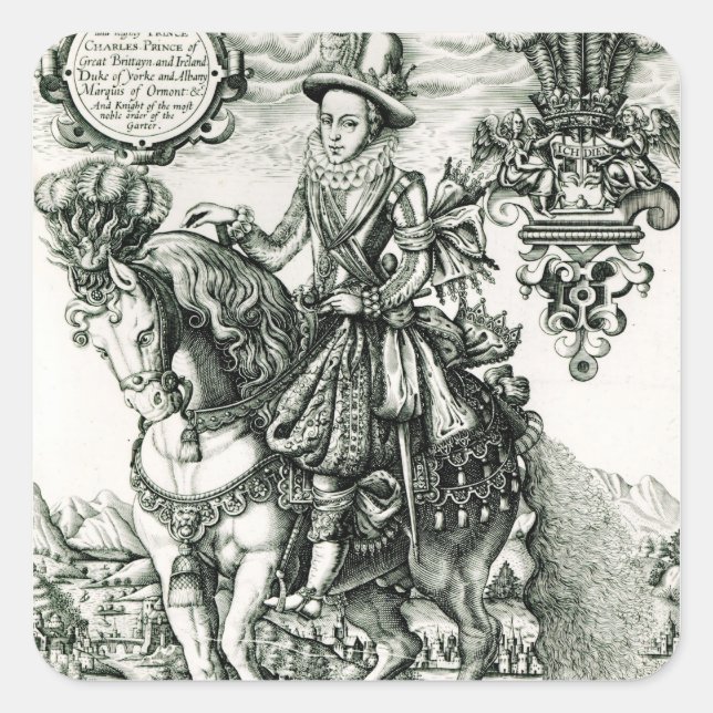 Sticker Carré Portrait de Charles I comme Prince (Devant)