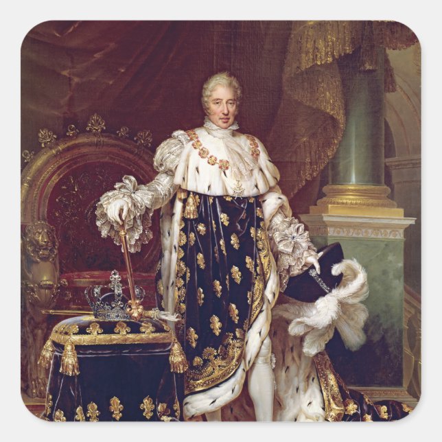 Sticker Carré Portrait de Charles X dans Robes de couronnement,  (Devant)
