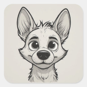 Sticker Carré Portrait de chiot de dessin animé mignon avec de g