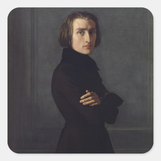 Sticker Carré Portrait de Franz Liszt 1839 (Devant)