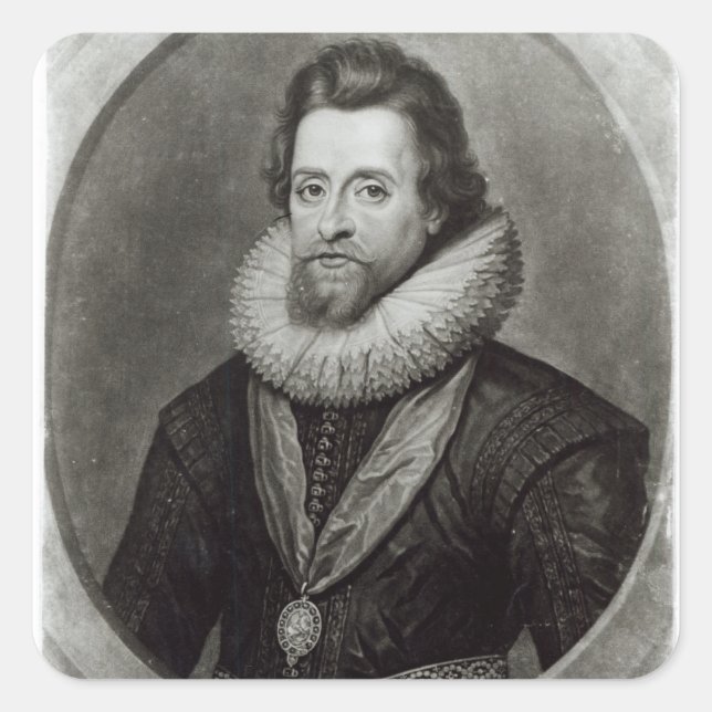 Sticker Carré Portrait de James I après une miniature de (Devant)