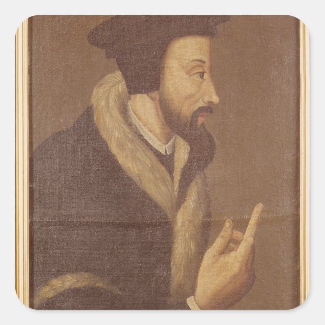 Sticker Carré Portrait de John Calvin (Devant)