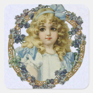 Sticker Carré Portrait de jolie petite fille antique