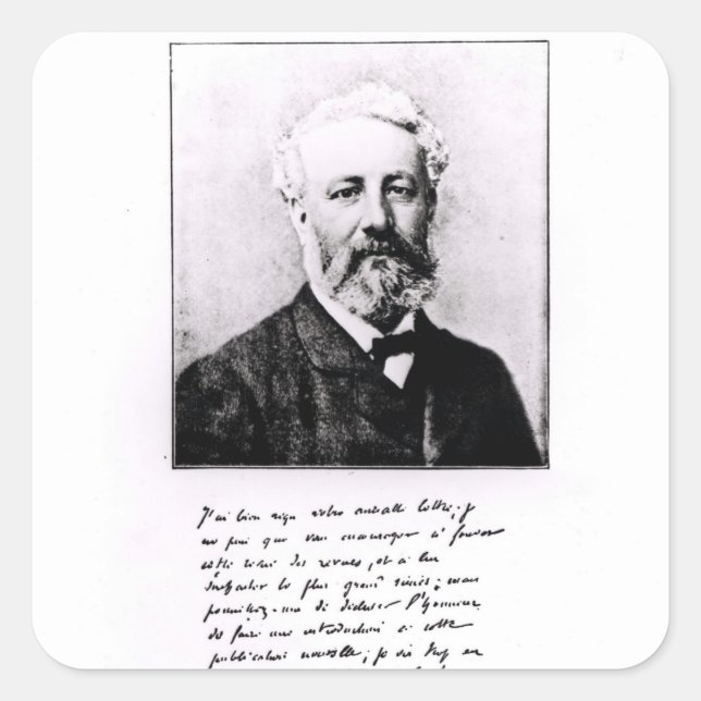 Sticker Carré Portrait de Jules Verne (Devant)