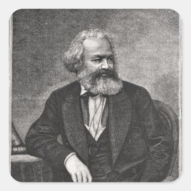 Sticker Carré Portrait de Karl Marx 1857 (Devant)