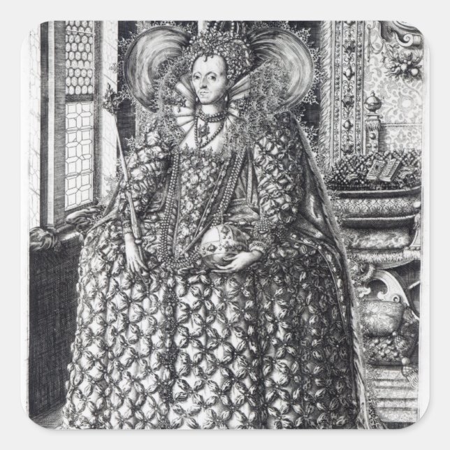 Sticker Carré Portrait de la reine Elizabeth I (Devant)